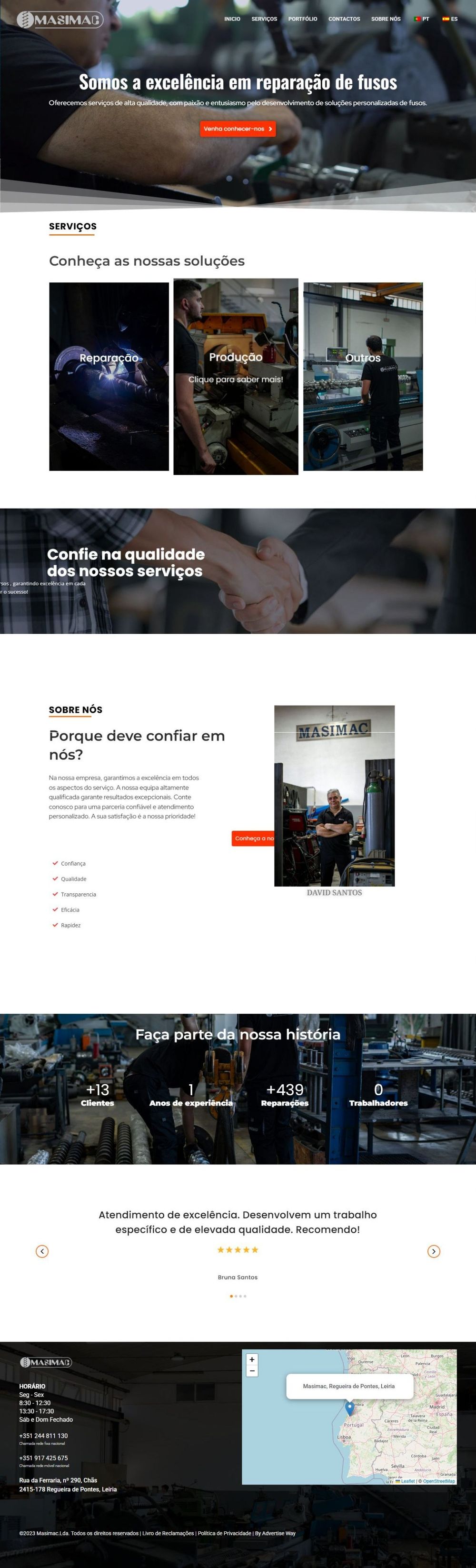 Captura completa do website Masimac